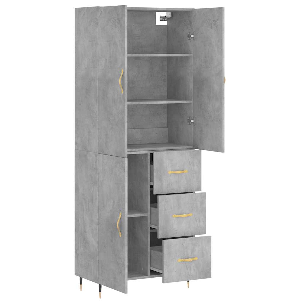 Buffet haut Gris béton 69,5x34x180 cm Bois d'ingénierie - XIOS