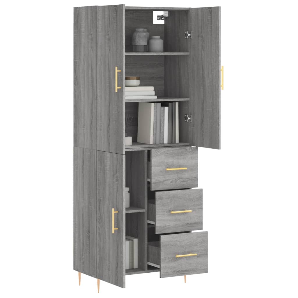 Buffet haut Sonoma gris 69,5x34x180 cm Bois d'ingénierie - XIOS
