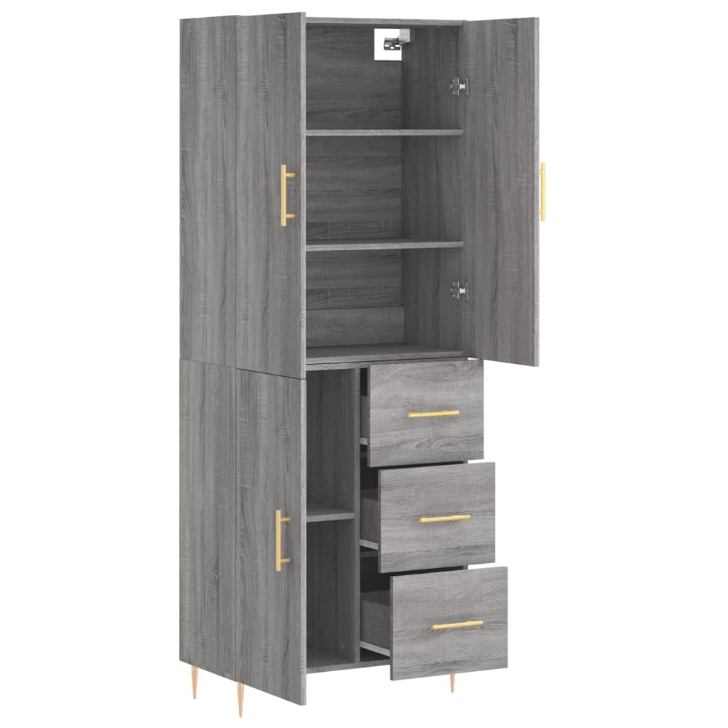 Buffet haut Sonoma gris 69,5x34x180 cm Bois d'ingénierie - XIOS