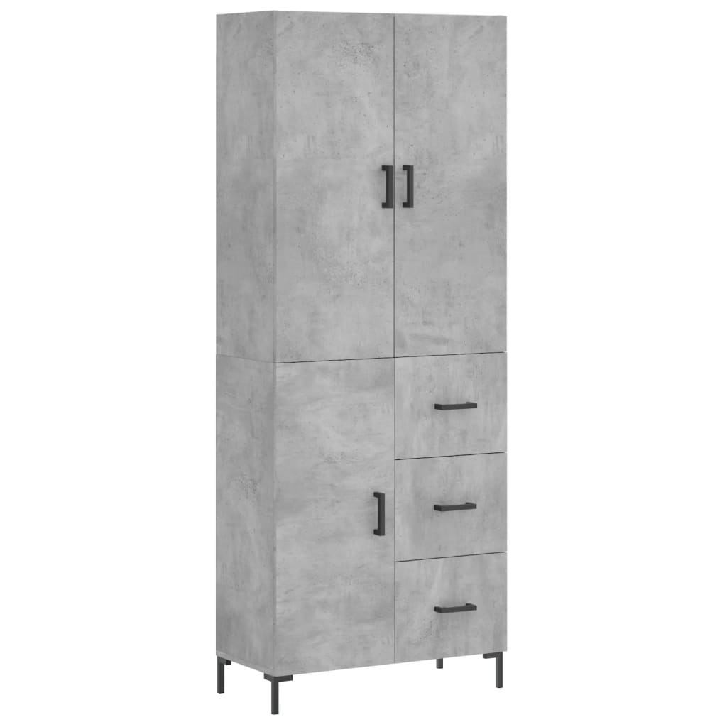 Buffet haut Gris béton 69,5x34x180 cm Bois d'ingénierie - XIOS