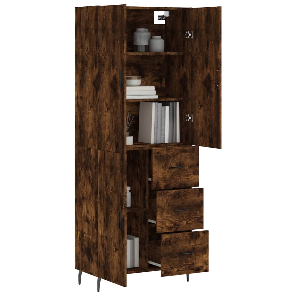 Buffet haut Chêne fumé 69,5x34x180 cm Bois d'ingénierie - XIOS