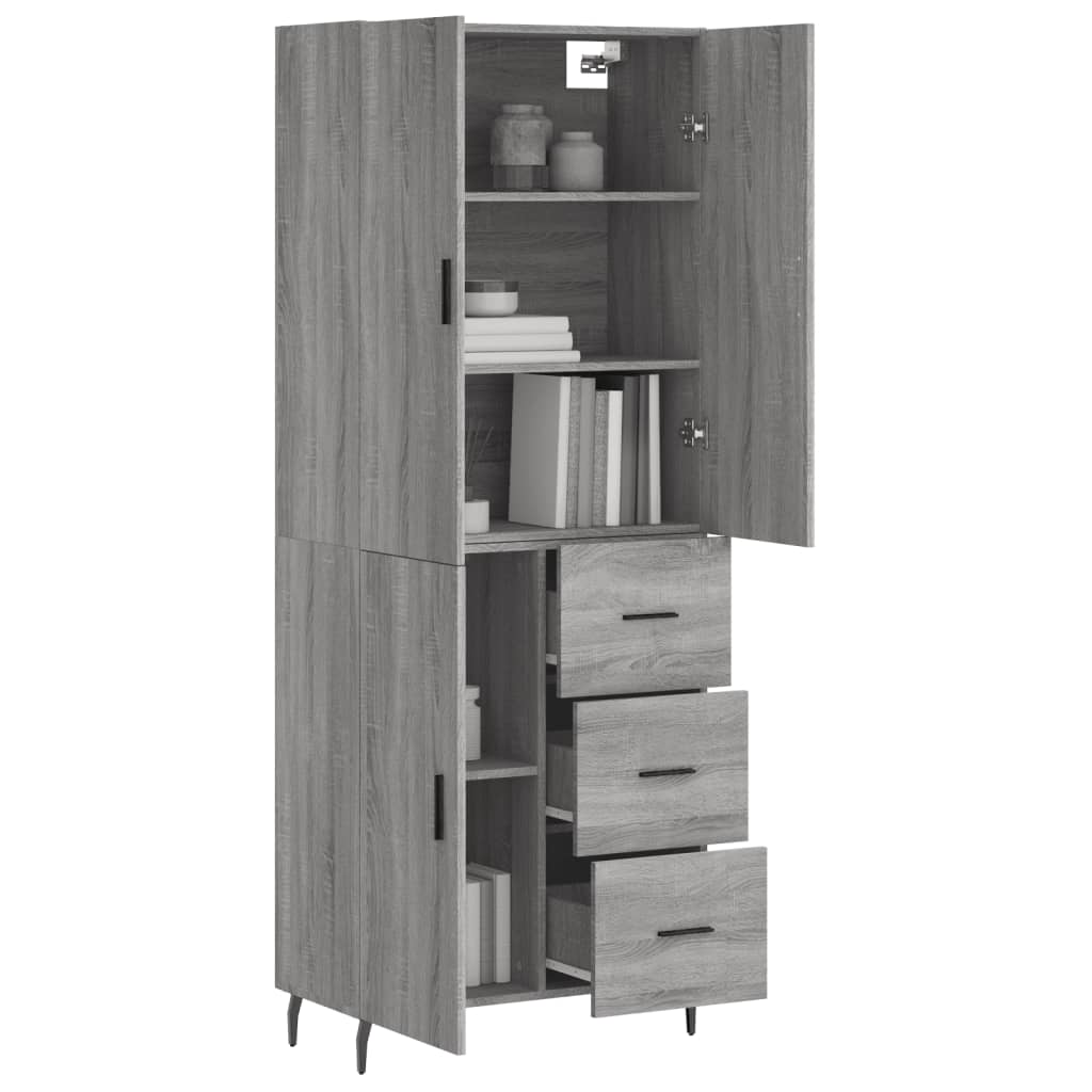 Buffet haut Sonoma gris 69,5x34x180 cm Bois d'ingénierie - XIOS