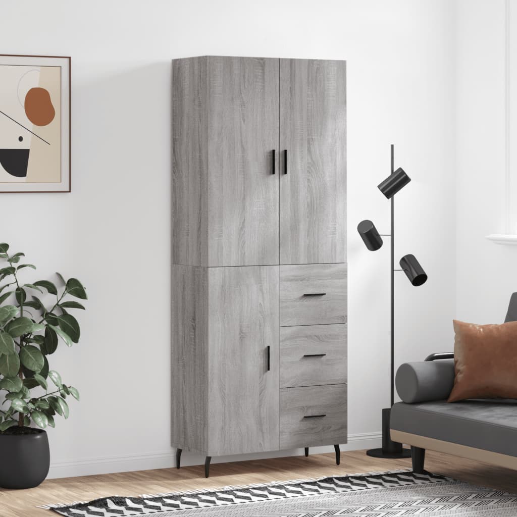 Buffet haut Sonoma gris 69,5x34x180 cm Bois d'ingénierie - XIOS