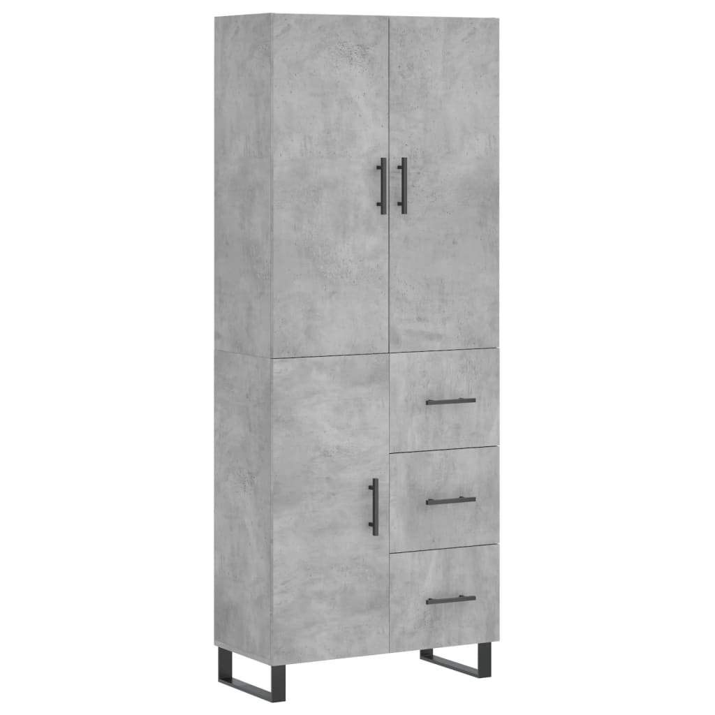 Buffet haut Gris béton 69,5x34x180 cm Bois d'ingénierie - XIOS