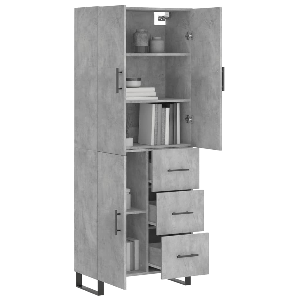 Buffet haut Gris béton 69,5x34x180 cm Bois d'ingénierie - XIOS