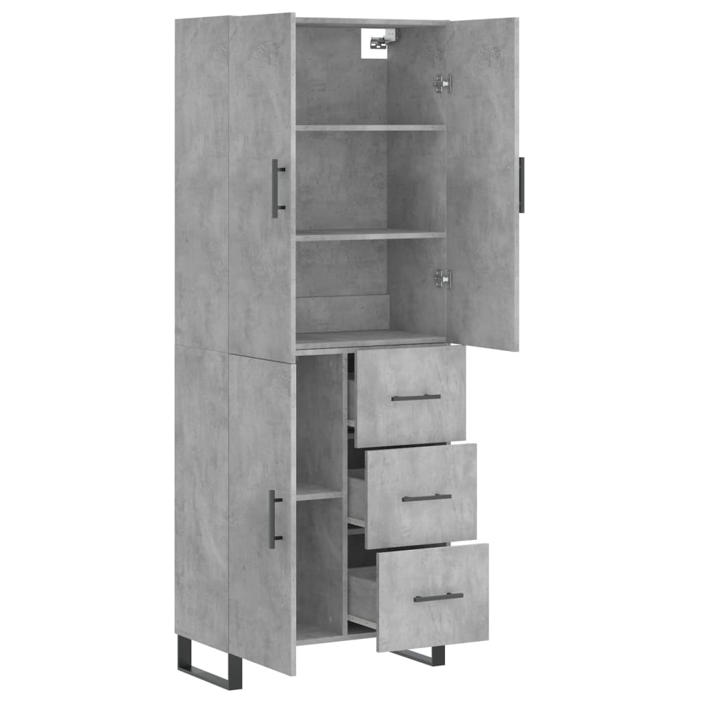 Buffet haut Gris béton 69,5x34x180 cm Bois d'ingénierie - XIOS