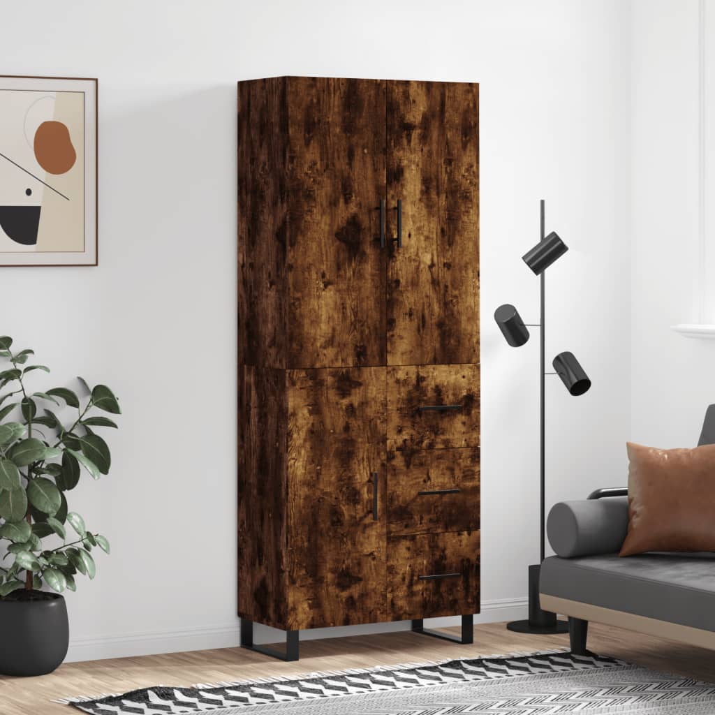 Buffet haut Chêne fumé 69,5x34x180 cm Bois d'ingénierie - XIOS