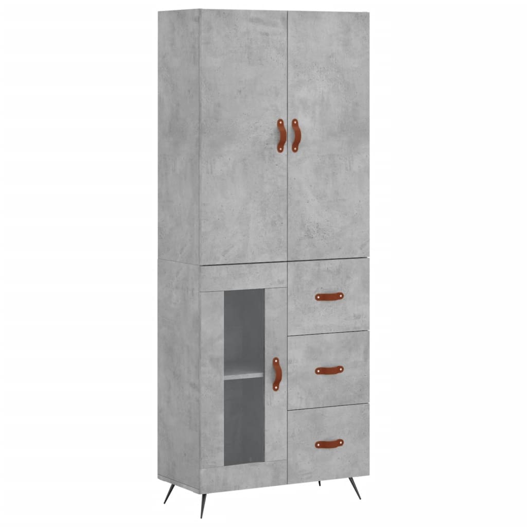 Buffet haut Gris béton 69,5x34x180 cm Bois d'ingénierie - XIOS