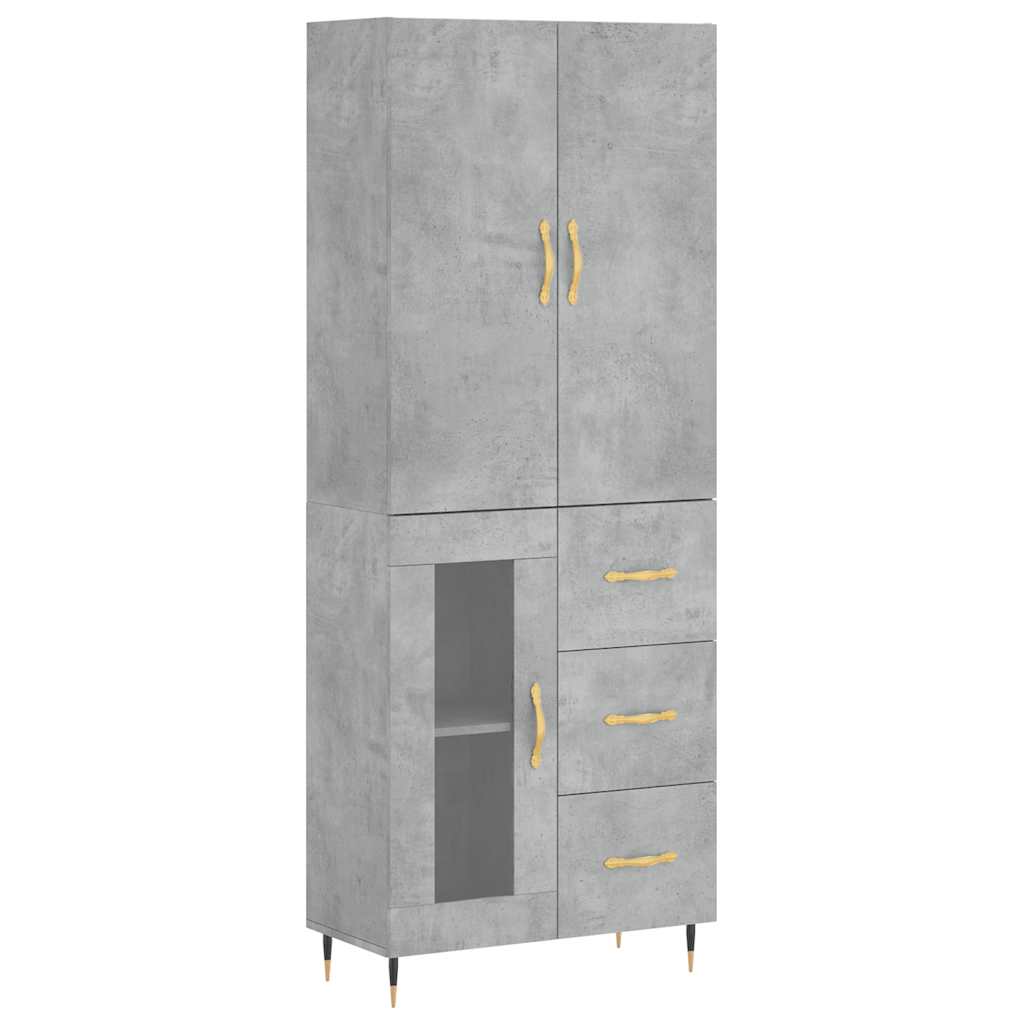 Buffet haut Gris béton 69,5x34x180 cm Bois d'ingénierie - XIOS