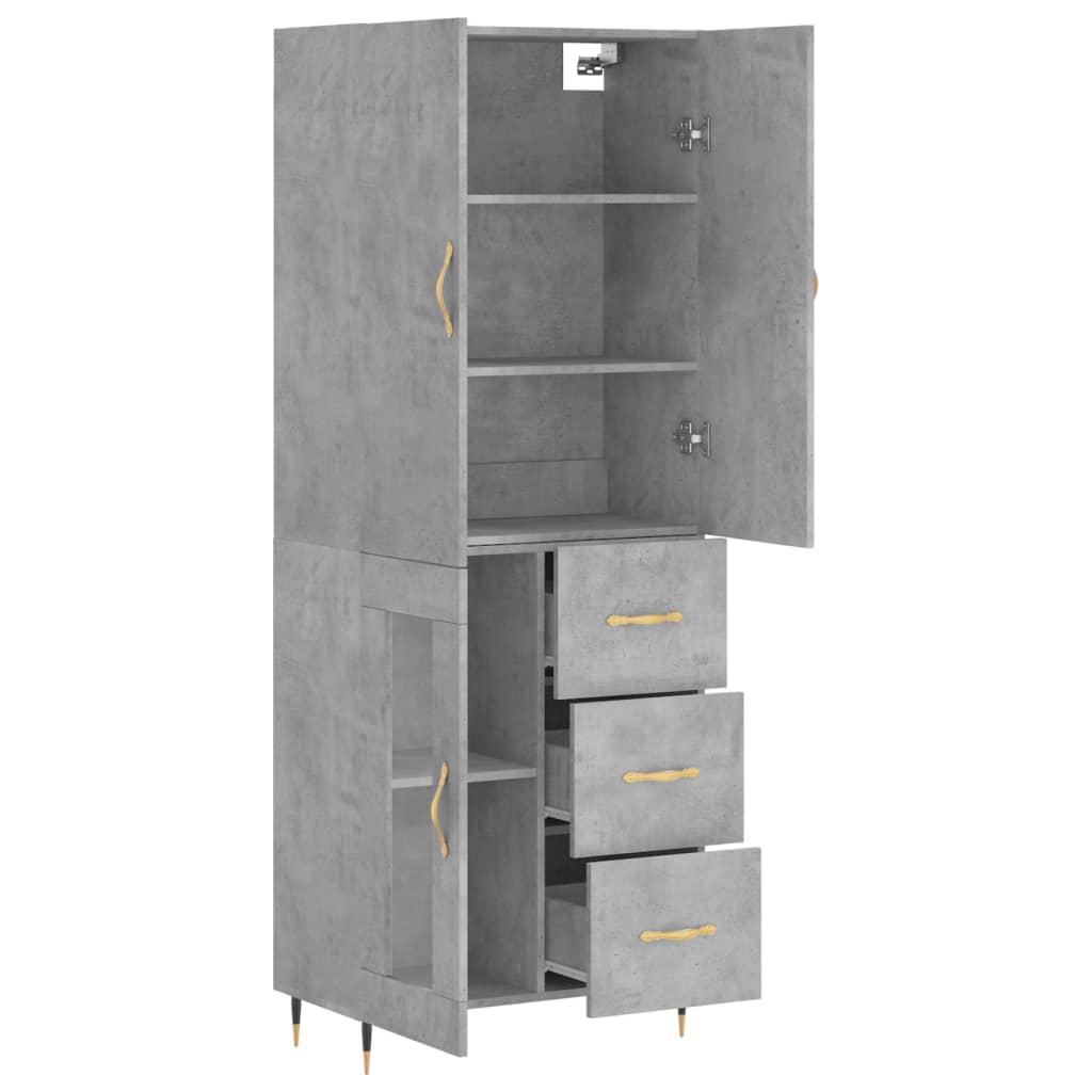 Buffet haut Gris béton 69,5x34x180 cm Bois d'ingénierie - XIOS