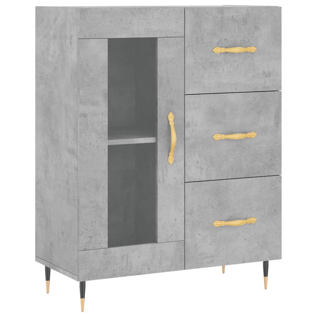 Buffet haut Gris béton 69,5x34x180 cm Bois d'ingénierie - XIOS