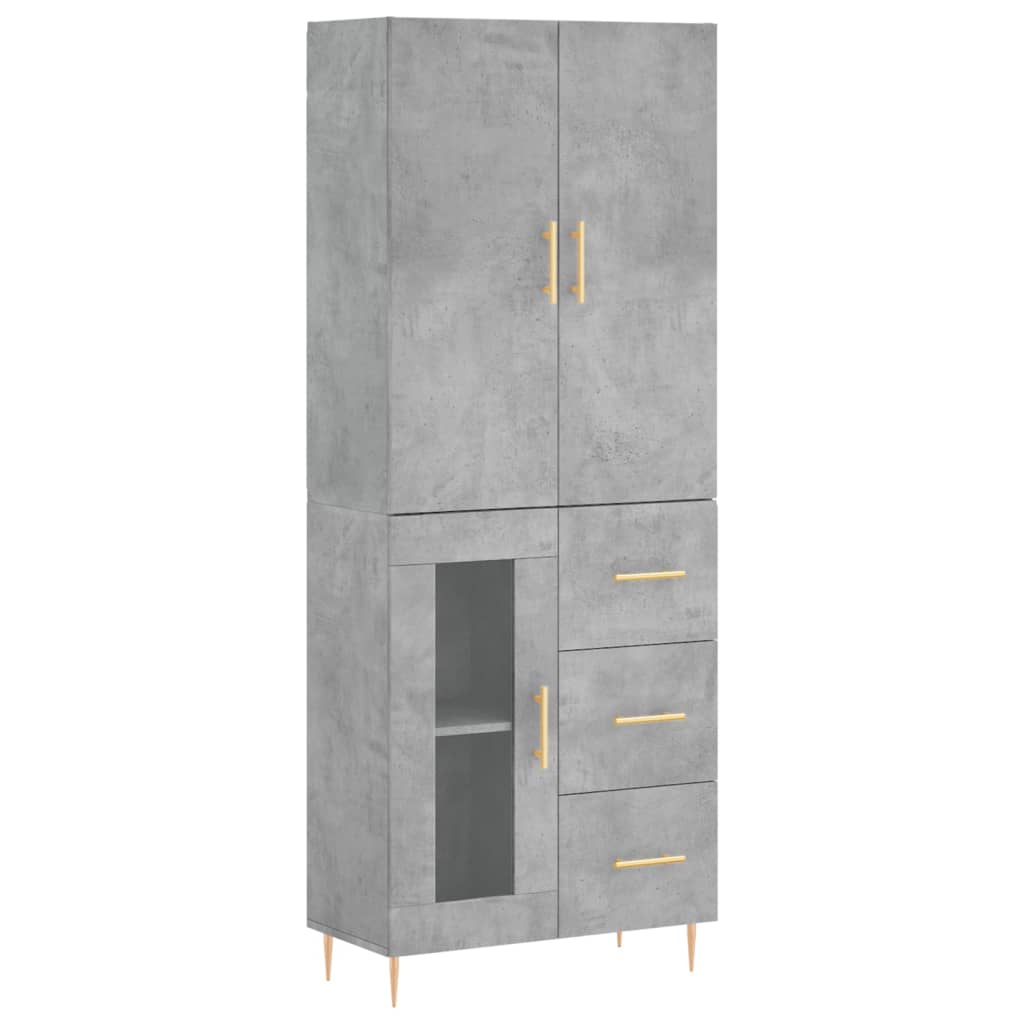 Buffet haut Gris béton 69,5x34x180 cm Bois d'ingénierie - XIOS