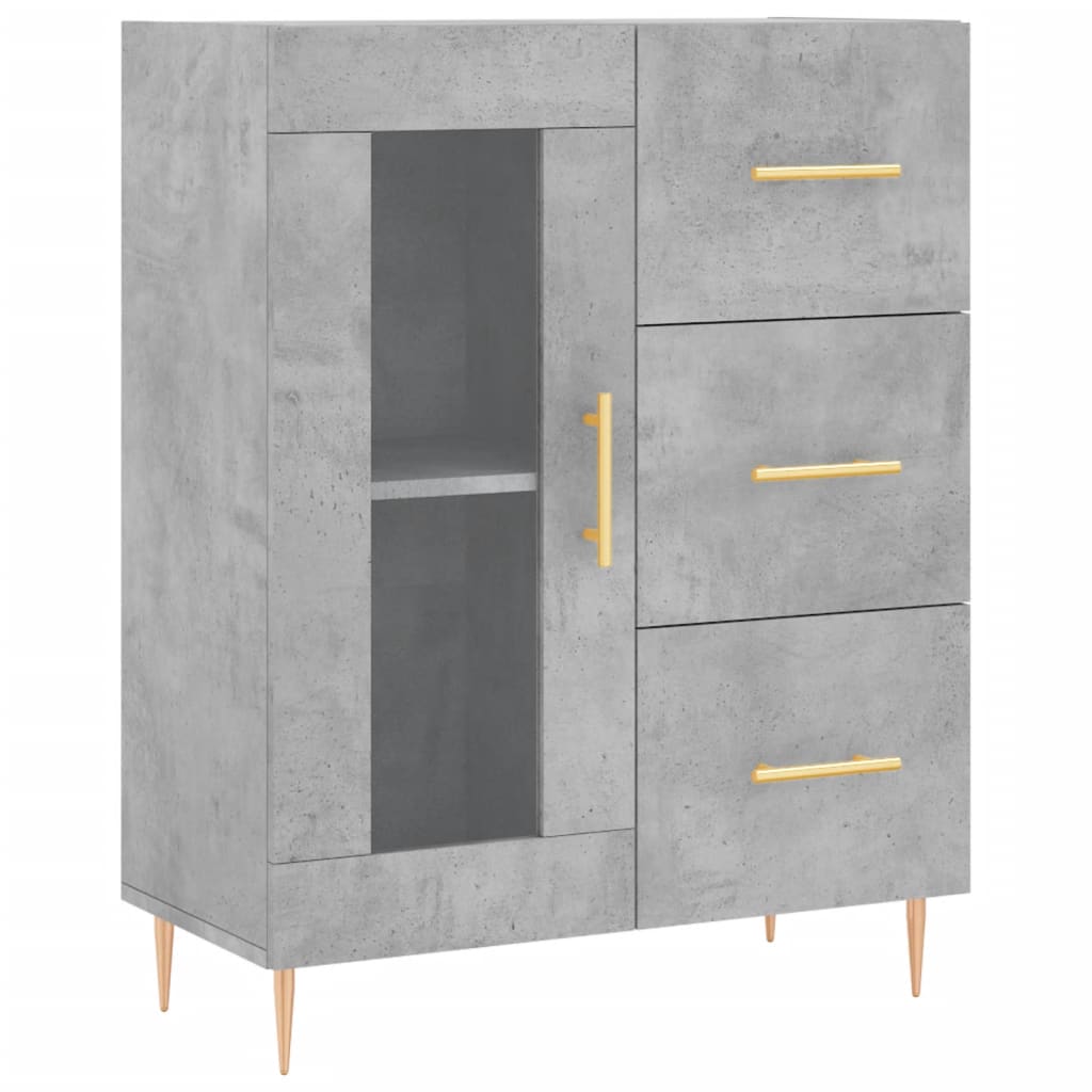 Buffet haut Gris béton 69,5x34x180 cm Bois d'ingénierie - XIOS