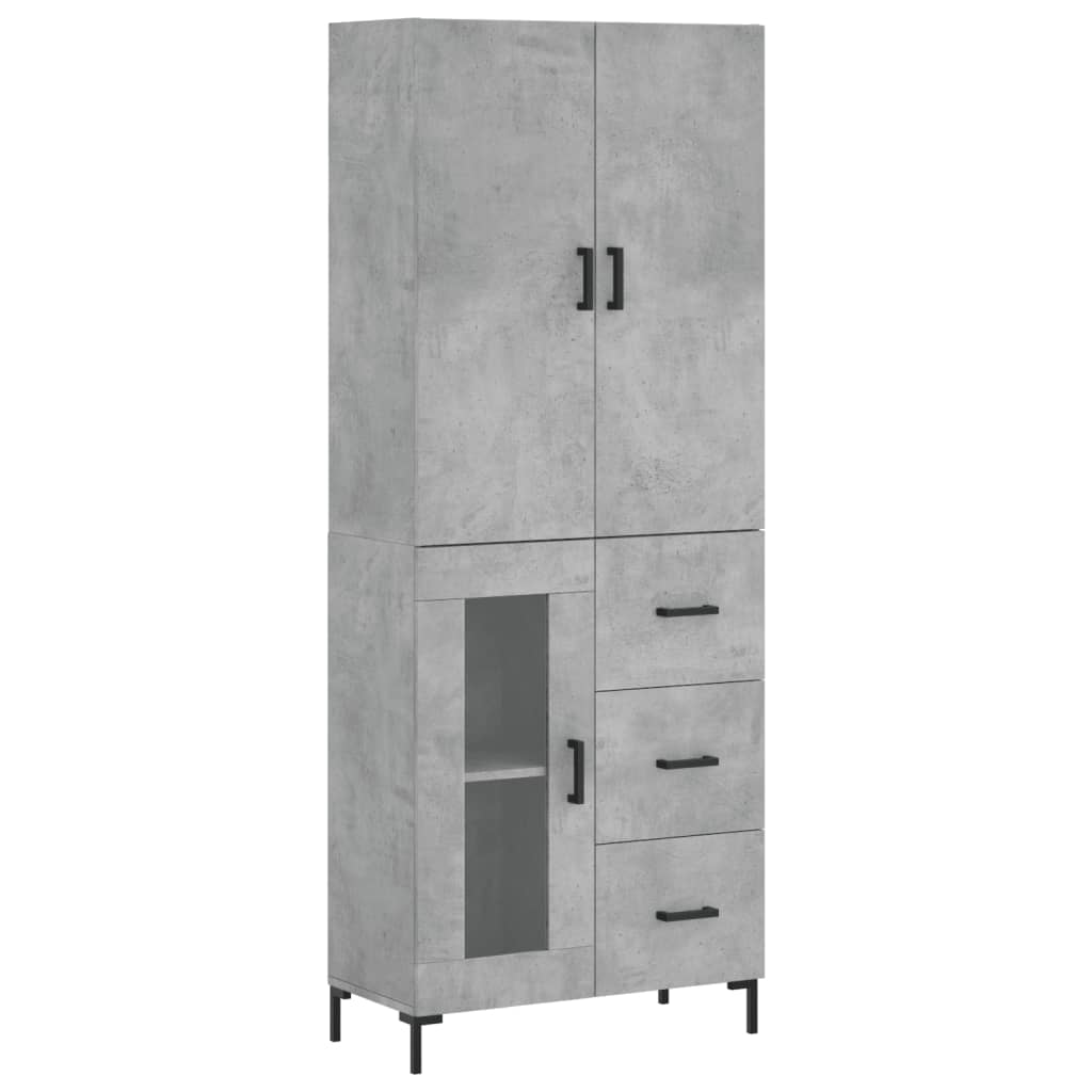 Buffet haut Gris béton 69,5x34x180 cm Bois d'ingénierie - XIOS