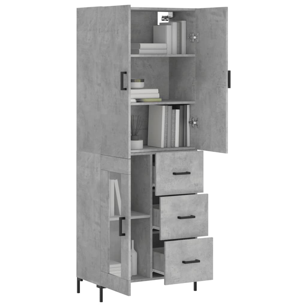 Buffet haut Gris béton 69,5x34x180 cm Bois d'ingénierie - XIOS