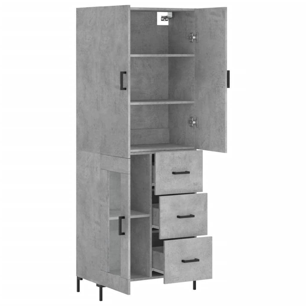 Buffet haut Gris béton 69,5x34x180 cm Bois d'ingénierie - XIOS