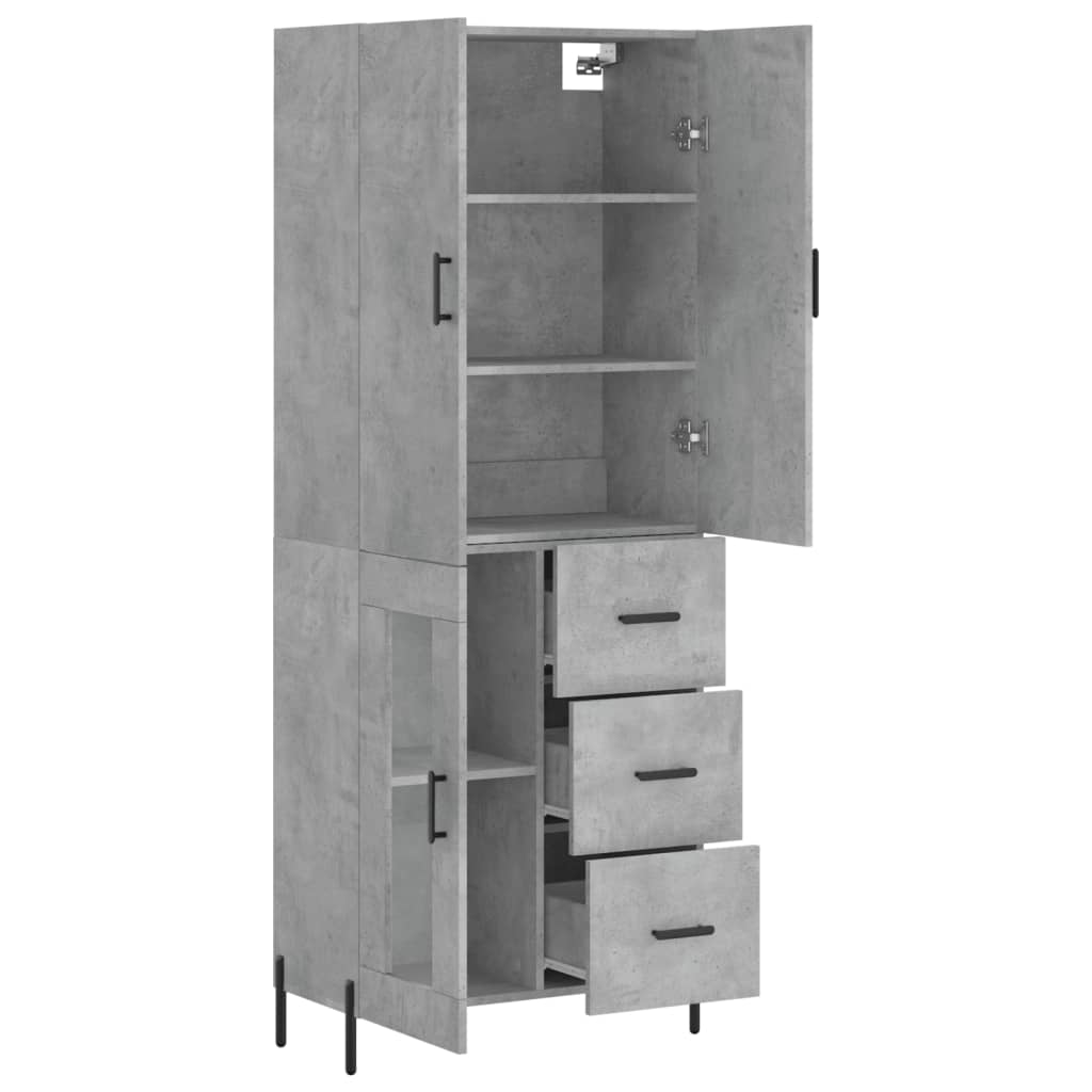 Buffet haut Gris béton 69,5x34x180 cm Bois d'ingénierie - XIOS