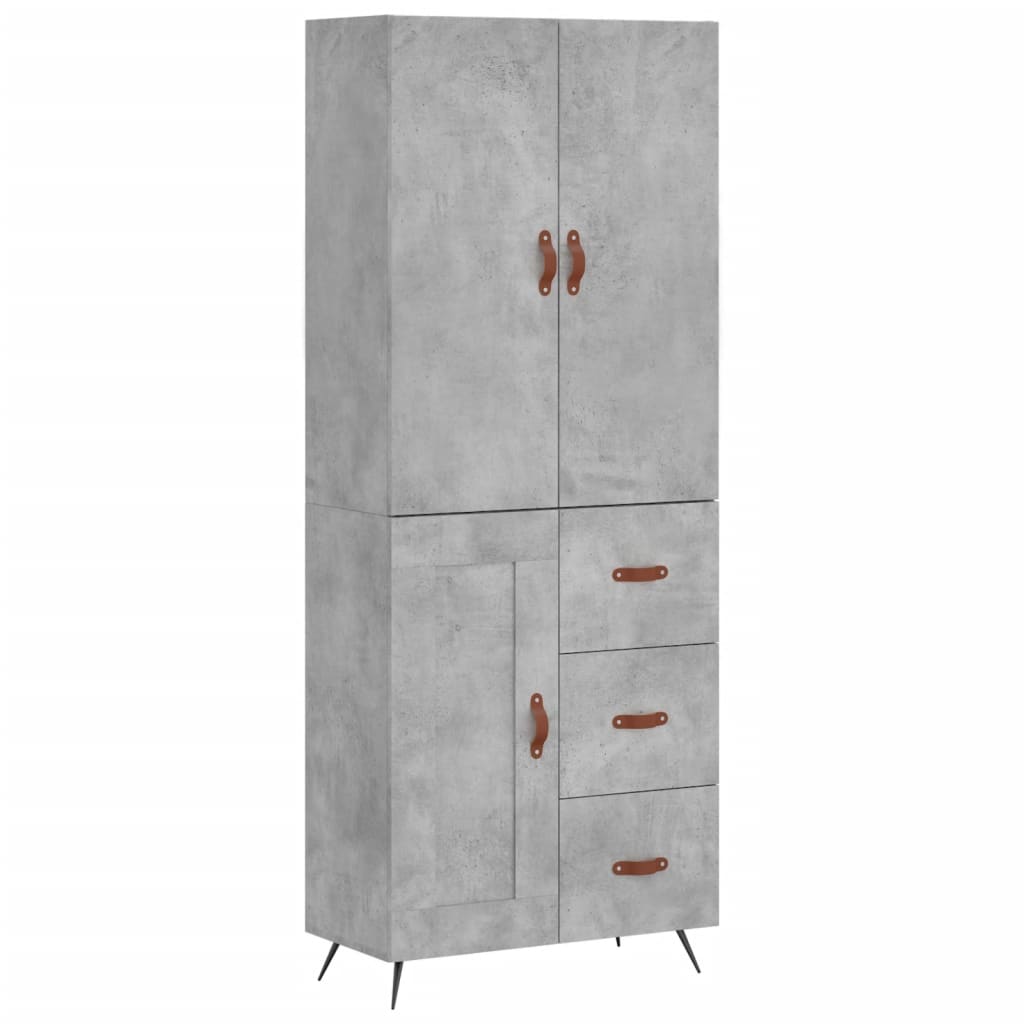 Buffet haut Gris béton 69,5x34x180 cm Bois d'ingénierie - XIOS