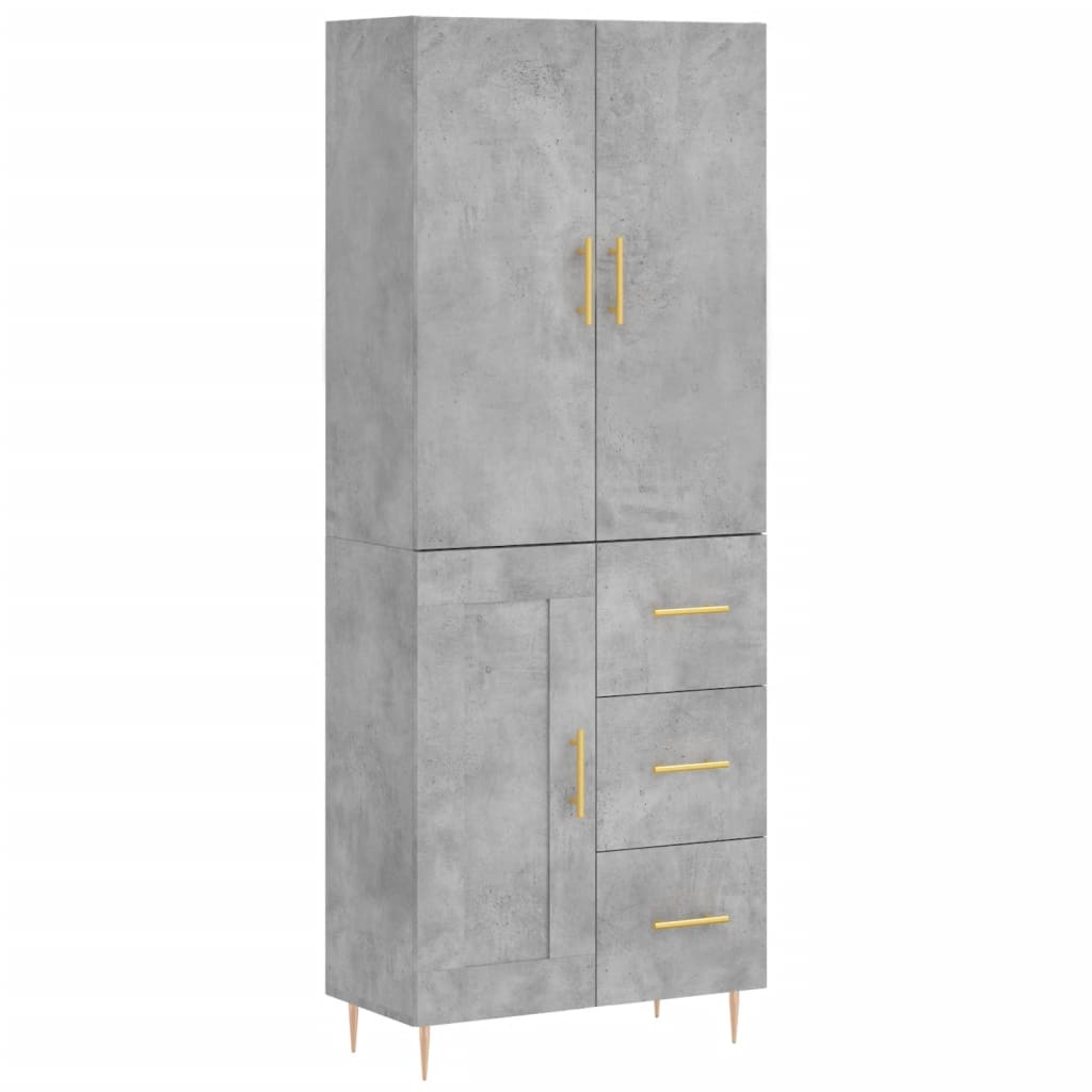 Buffet haut Gris béton 69,5x34x180 cm Bois d'ingénierie - XIOS