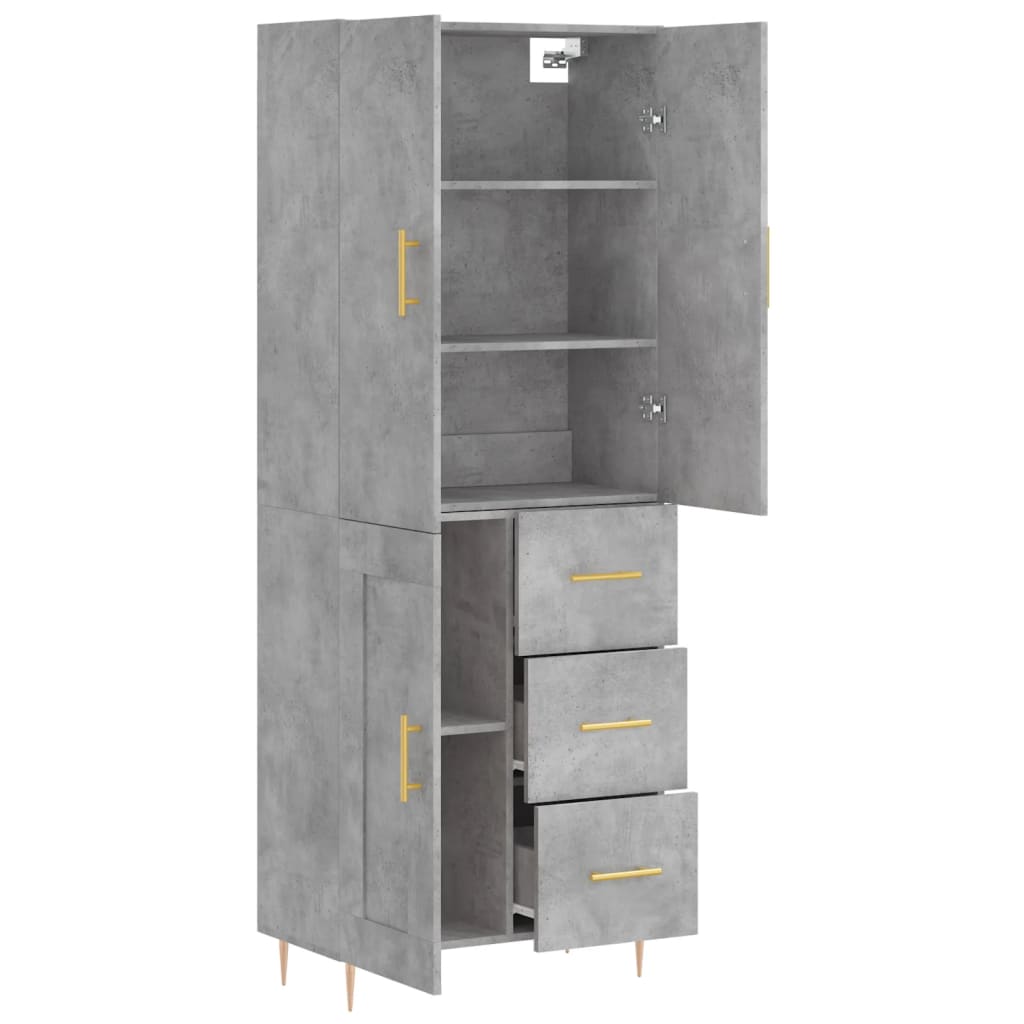 Buffet haut Gris béton 69,5x34x180 cm Bois d'ingénierie - XIOS