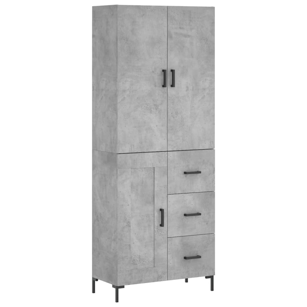 Buffet haut Gris béton 69,5x34x180 cm Bois d'ingénierie - XIOS