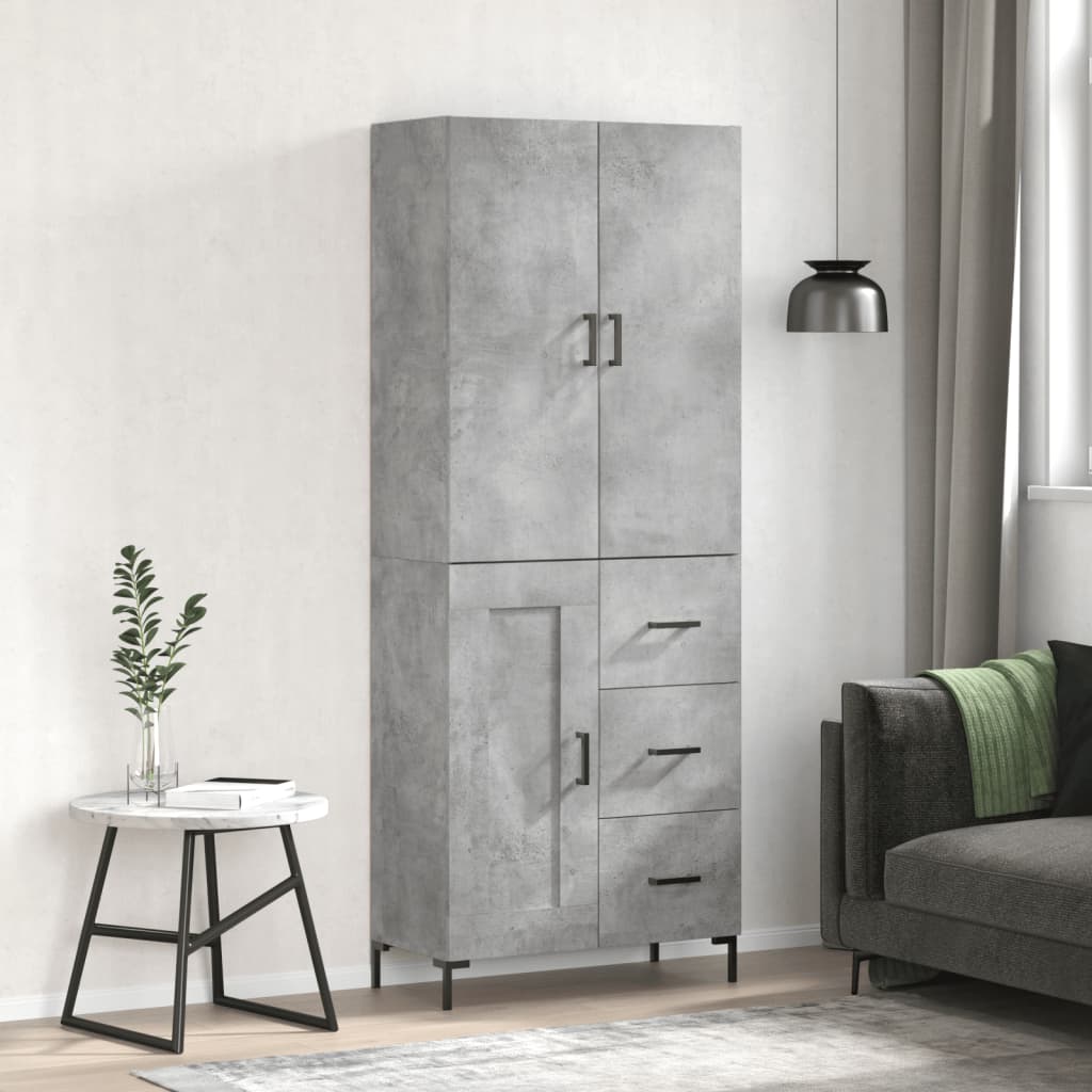 Buffet haut Gris béton 69,5x34x180 cm Bois d'ingénierie - XIOS