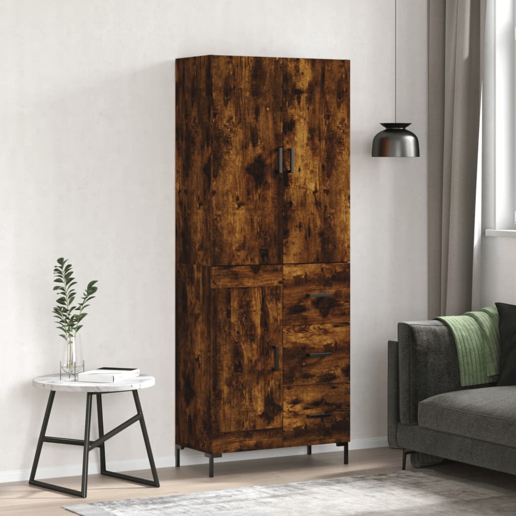 Buffet haut Chêne fumé 69,5x34x180 cm Bois d'ingénierie - XIOS