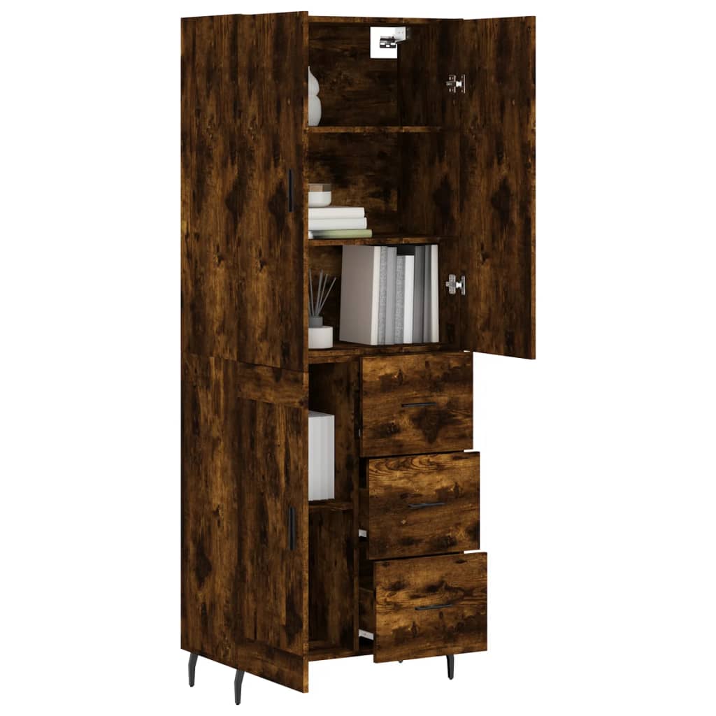 Buffet haut Chêne fumé 69,5x34x180 cm Bois d'ingénierie - XIOS