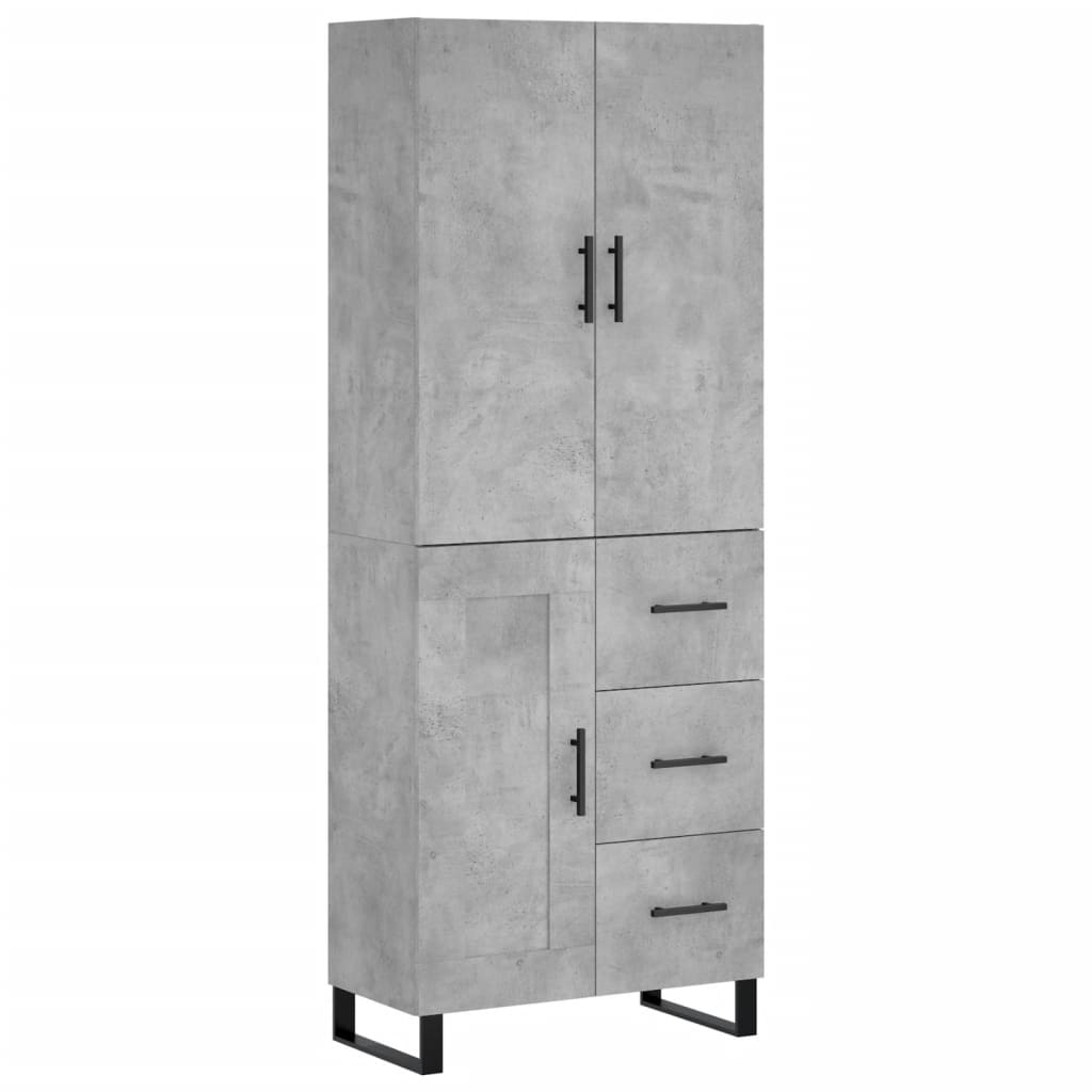 Buffet haut Gris béton 69,5x34x180 cm Bois d'ingénierie - XIOS