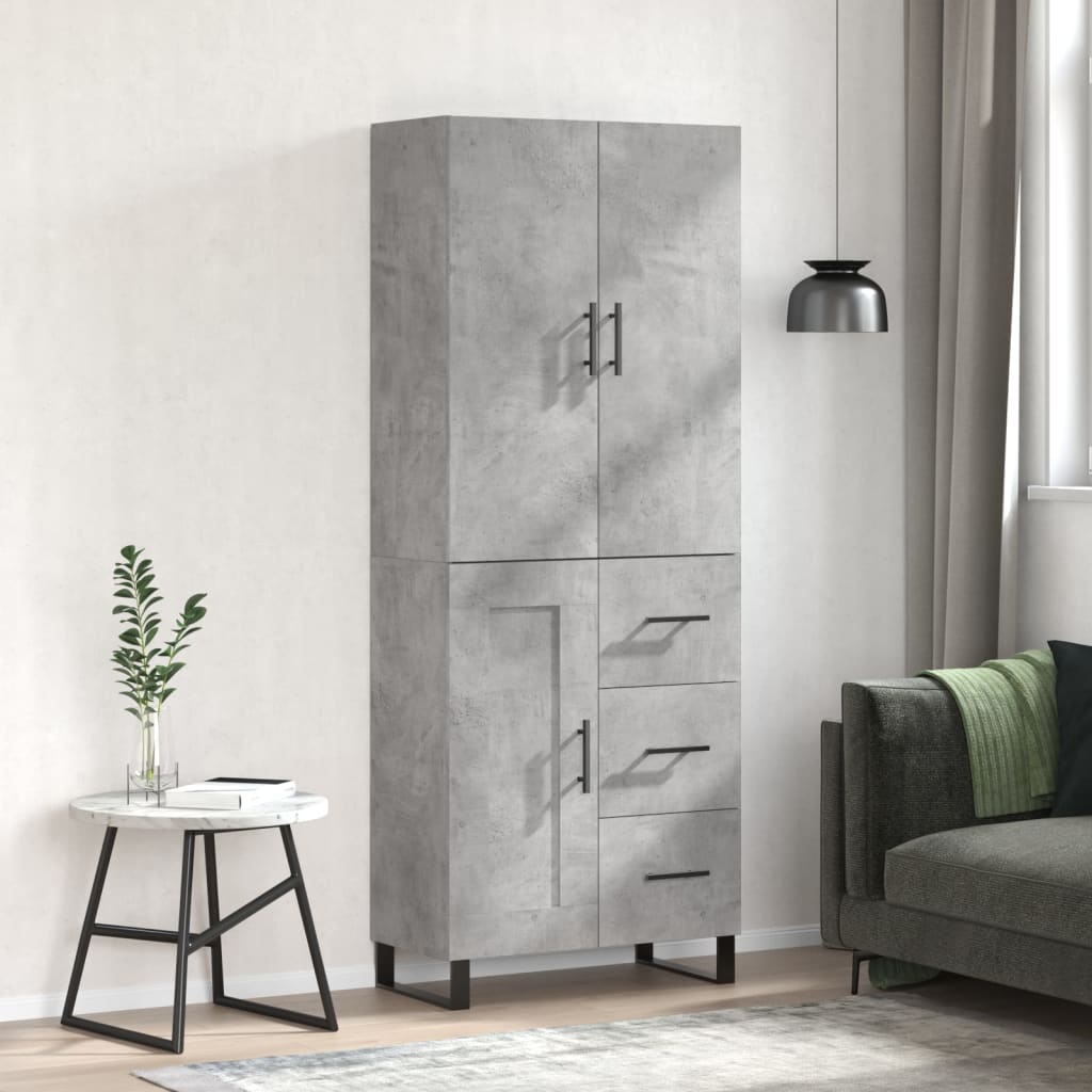Buffet haut Gris béton 69,5x34x180 cm Bois d'ingénierie - XIOS