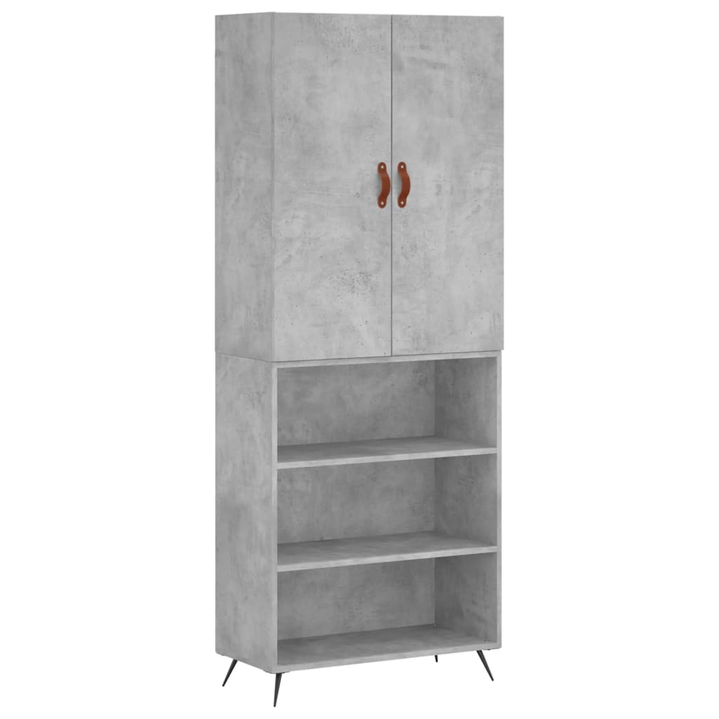 Buffet haut Gris béton 69,5x34x180 cm Bois d'ingénierie - XIOS