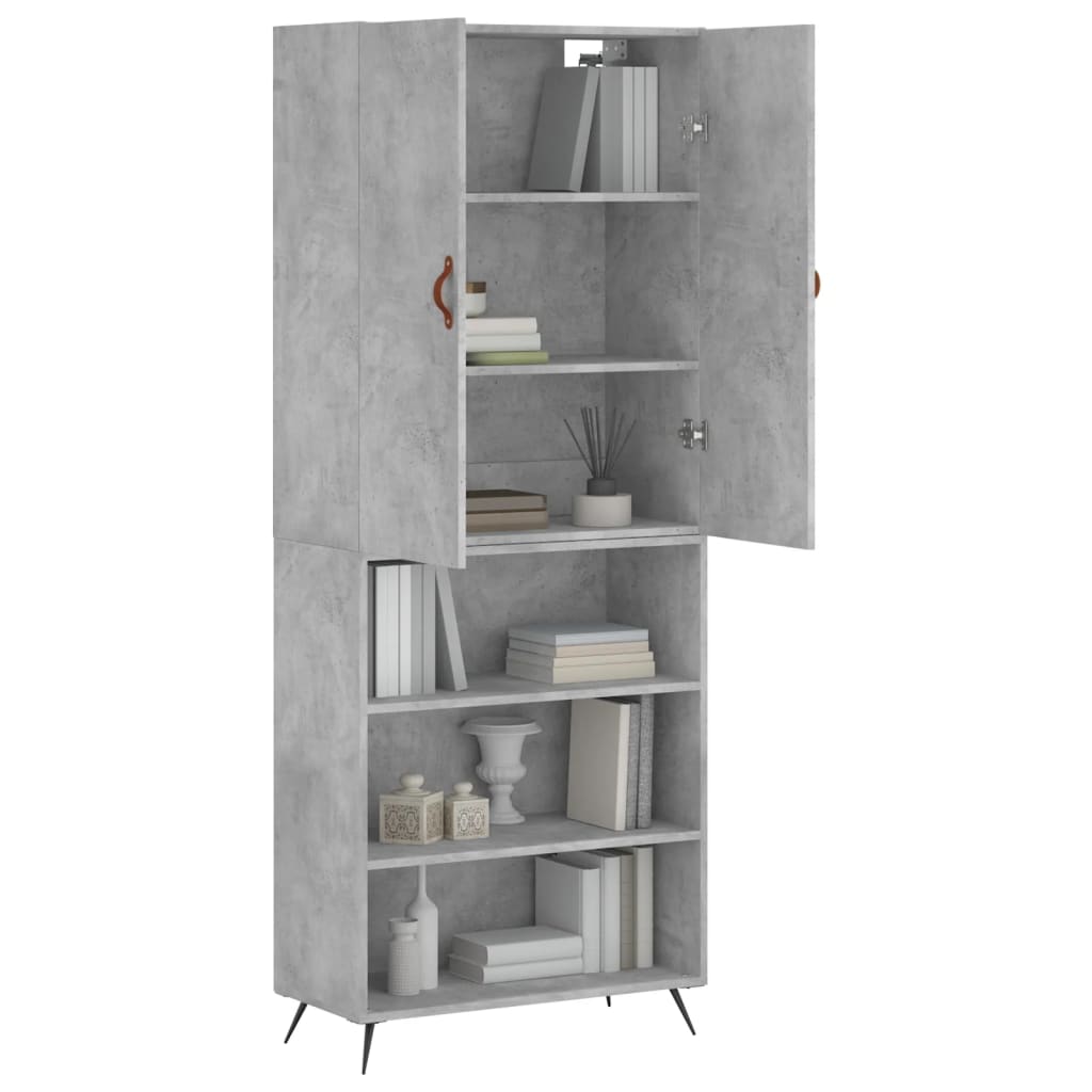 Buffet haut Gris béton 69,5x34x180 cm Bois d'ingénierie - XIOS