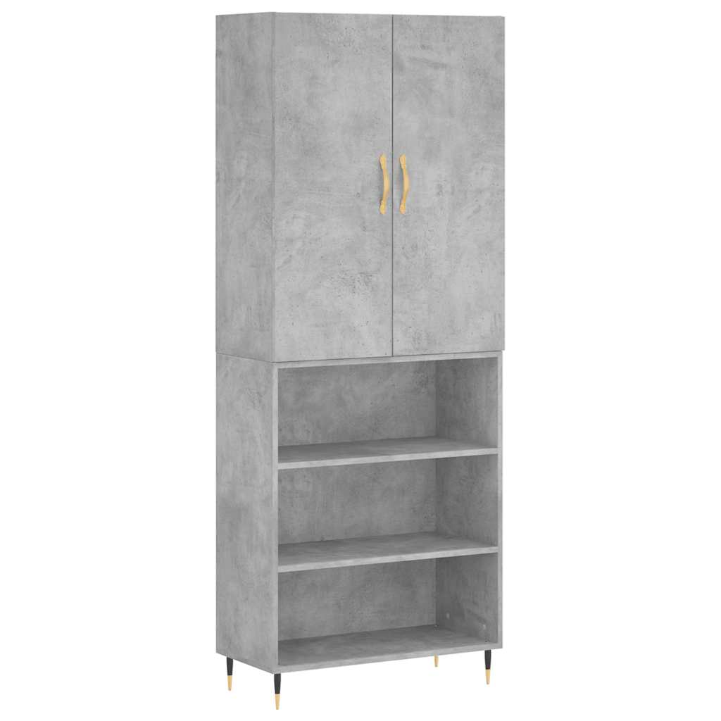 Buffet haut Gris béton 69,5x34x180 cm Bois d'ingénierie - XIOS