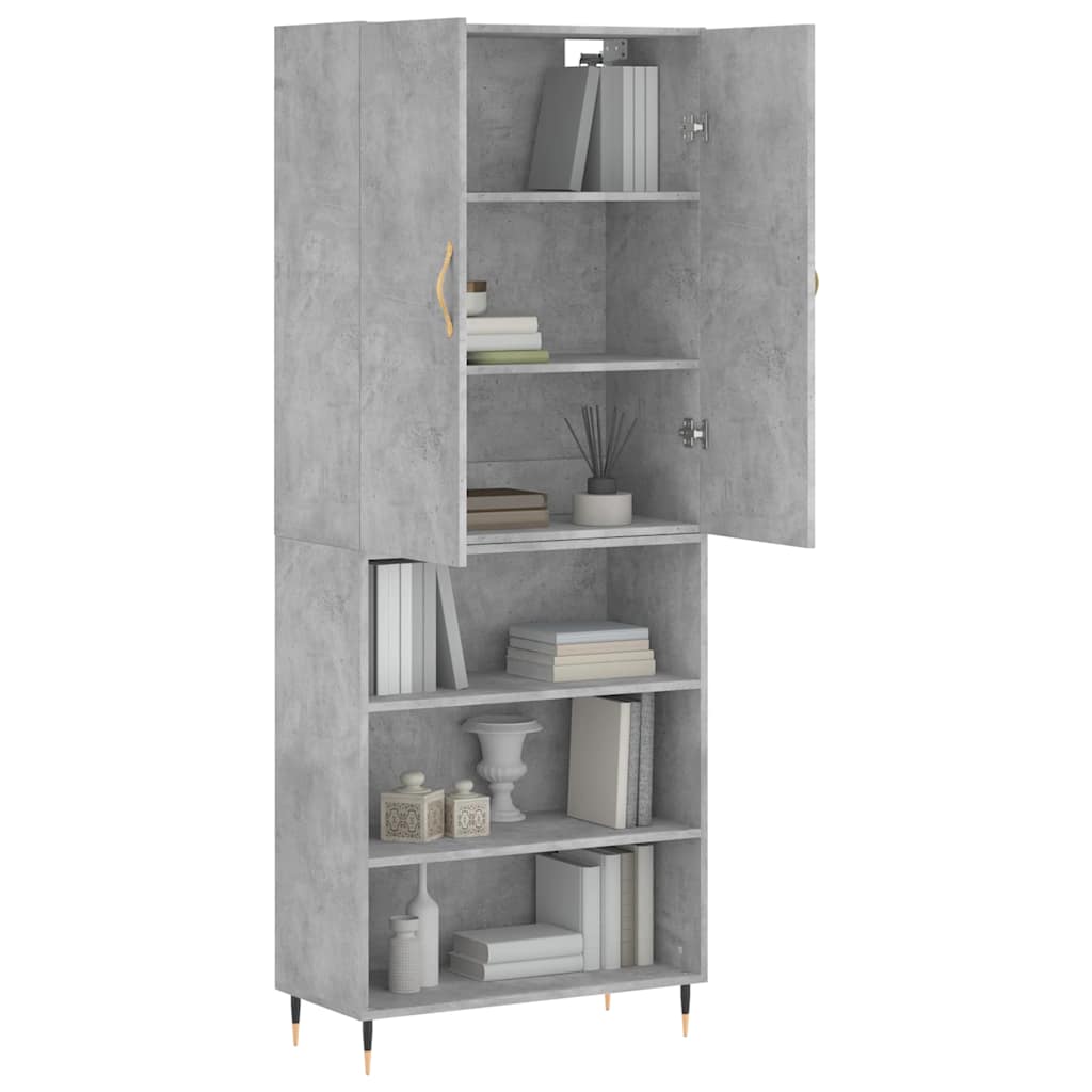 Buffet haut Gris béton 69,5x34x180 cm Bois d'ingénierie - XIOS