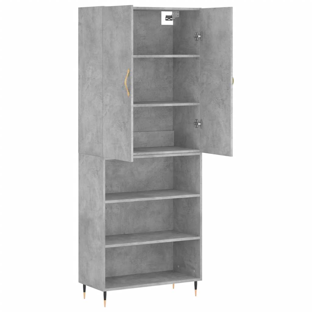 Buffet haut Gris béton 69,5x34x180 cm Bois d'ingénierie - XIOS