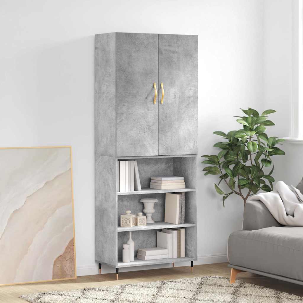 Buffet haut Gris béton 69,5x34x180 cm Bois d'ingénierie - XIOS