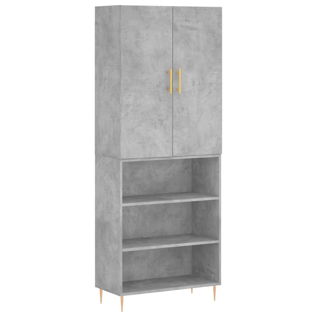 Buffet haut Gris béton 69,5x34x180 cm Bois d'ingénierie - XIOS