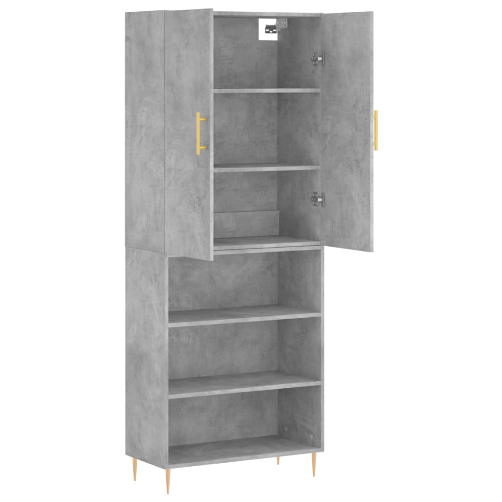 Buffet haut Gris béton 69,5x34x180 cm Bois d'ingénierie - XIOS