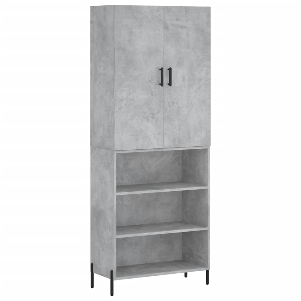 Buffet haut Gris béton 69,5x34x180 cm Bois d'ingénierie - XIOS