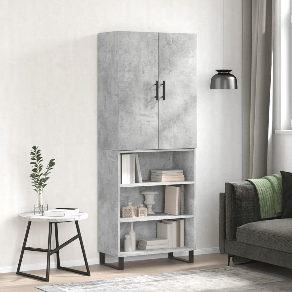 Buffet haut Gris béton 69,5x34x180 cm Bois d'ingénierie - XIOS