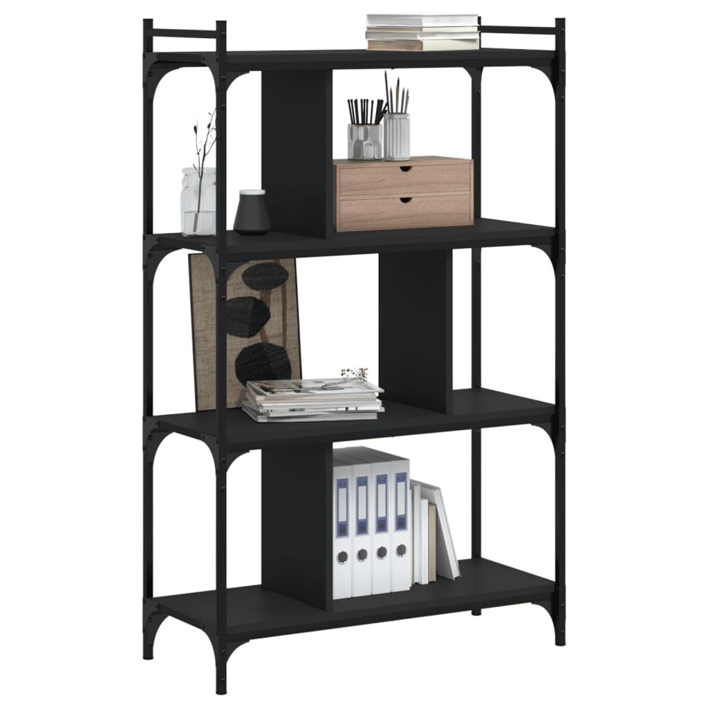 Bibliothèque à 4 niveaux noir 76x32x123 cm bois d'ingénierie - XIOS