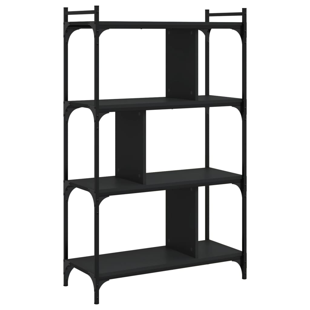 Bibliothèque à 4 niveaux noir 76x32x123 cm bois d'ingénierie - XIOS
