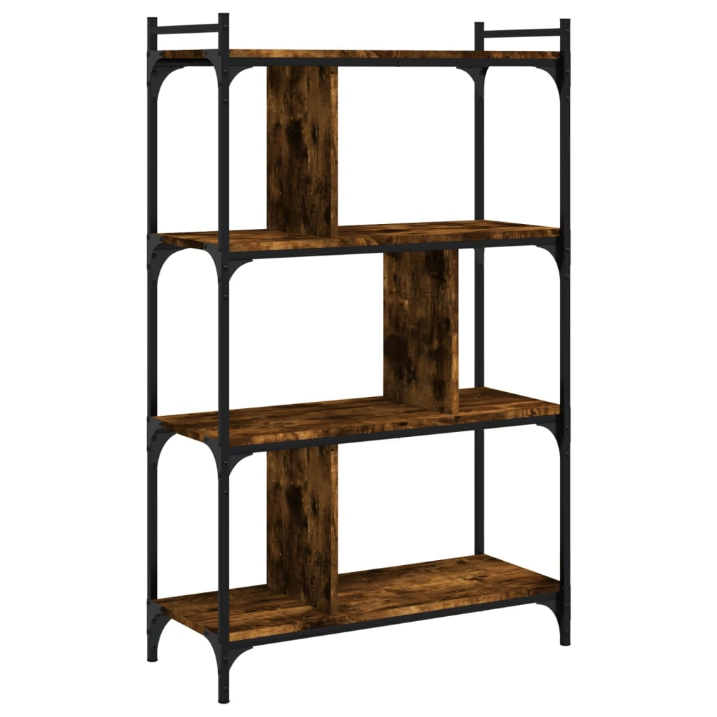 Bibliothèque 4 niveaux chêne fumé 76x32x123cm bois d'ingénierie - XIOS