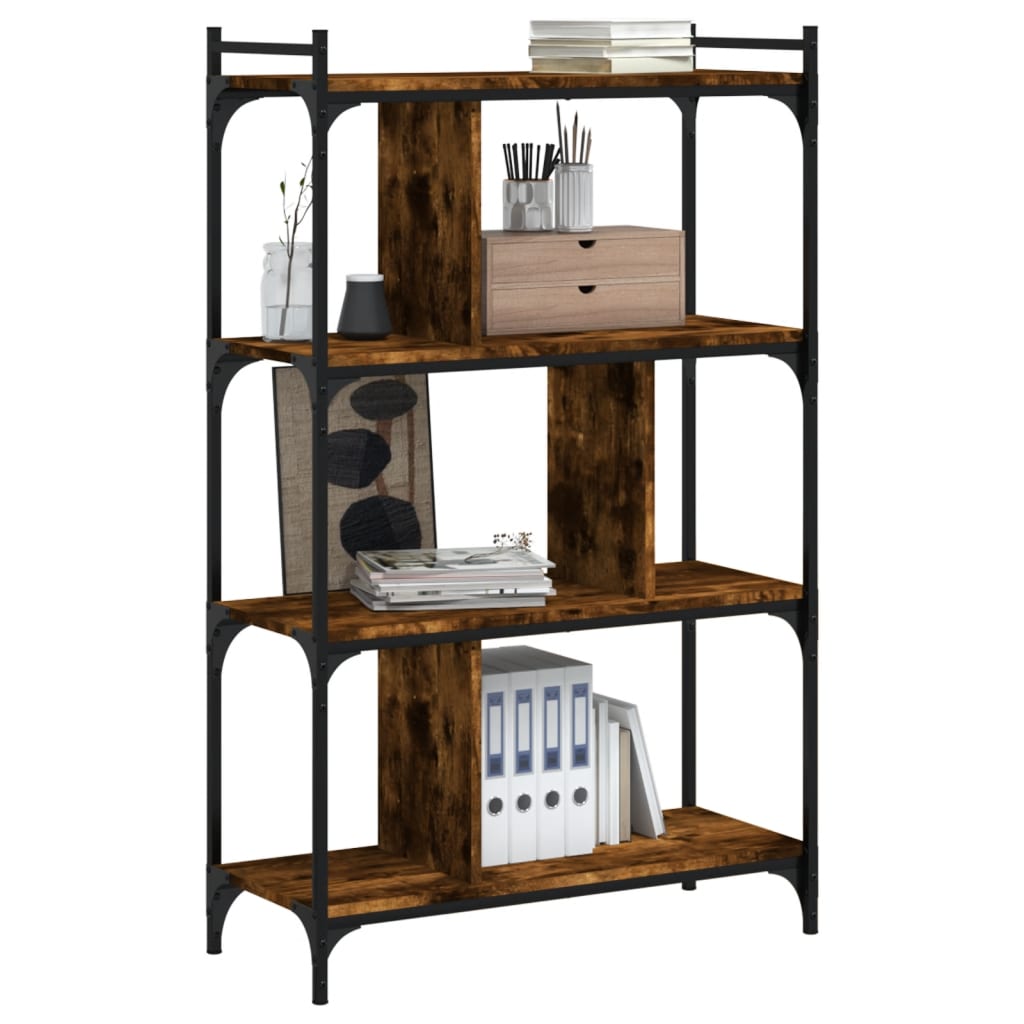 Bibliothèque 4 niveaux chêne fumé 76x32x123cm bois d'ingénierie - XIOS