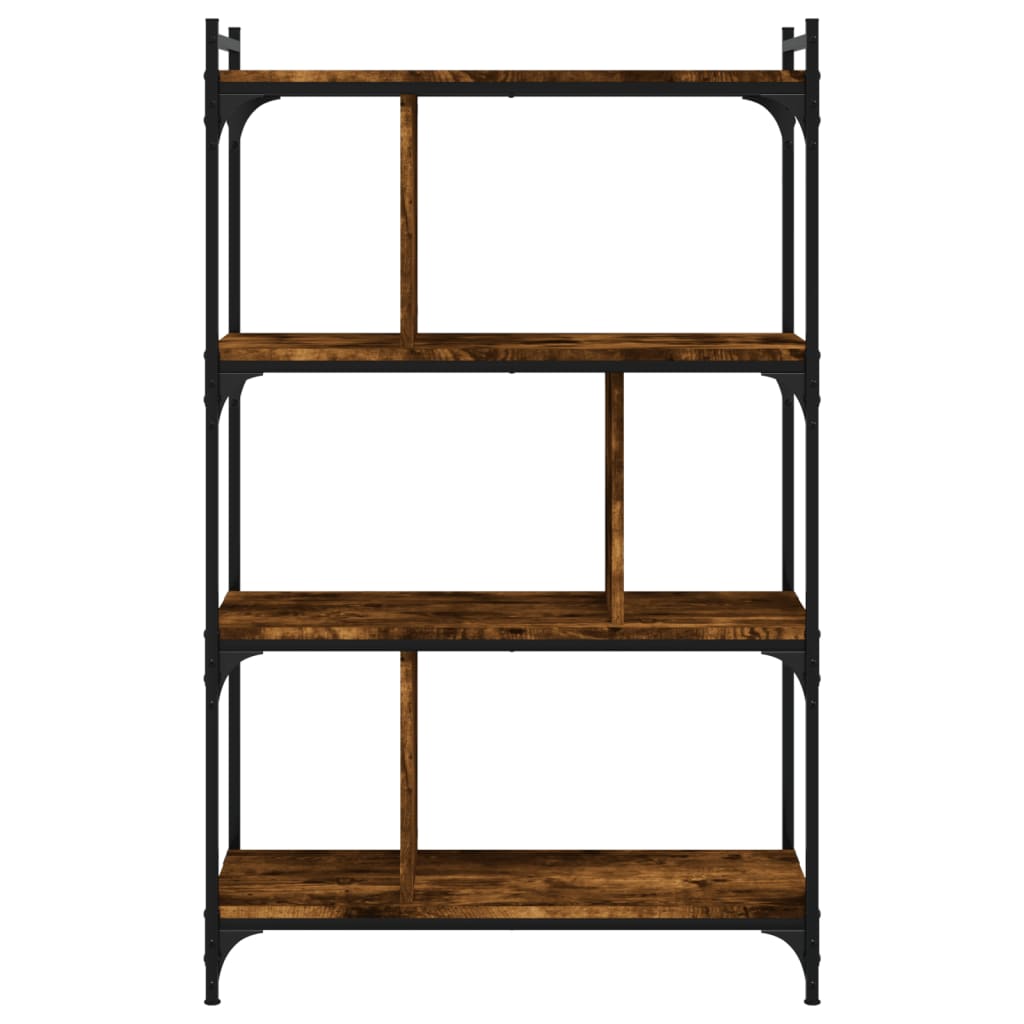 Bibliothèque 4 niveaux chêne fumé 76x32x123cm bois d'ingénierie - XIOS