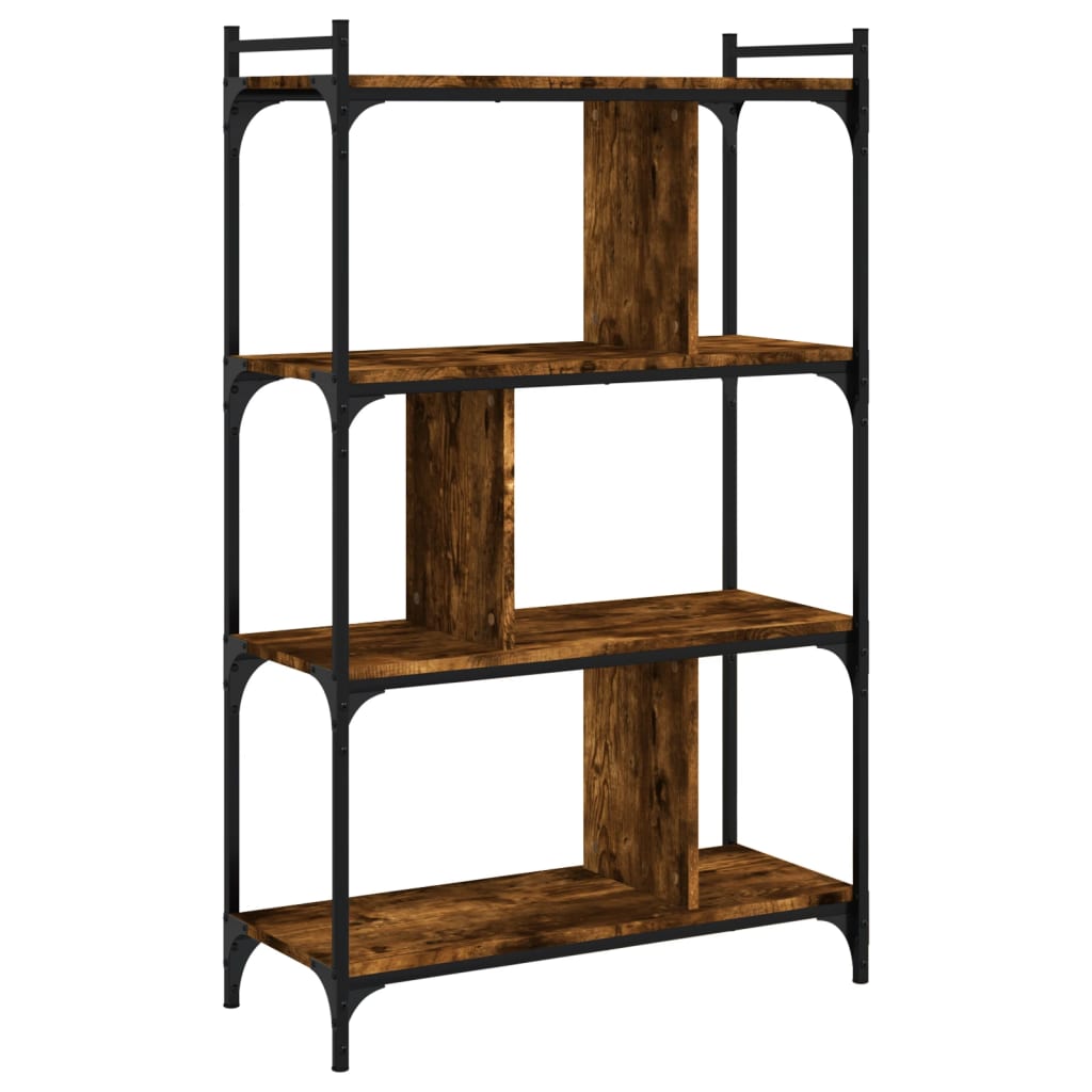 Bibliothèque 4 niveaux chêne fumé 76x32x123cm bois d'ingénierie - XIOS