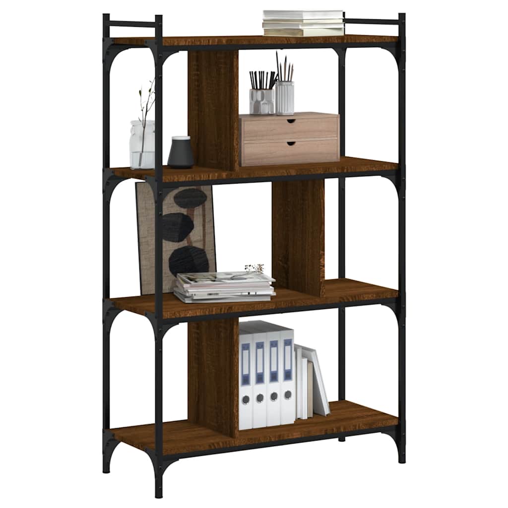 Bibliothèque 4 niveaux chêne brun 76x32x123cm bois d'ingénierie - XIOS