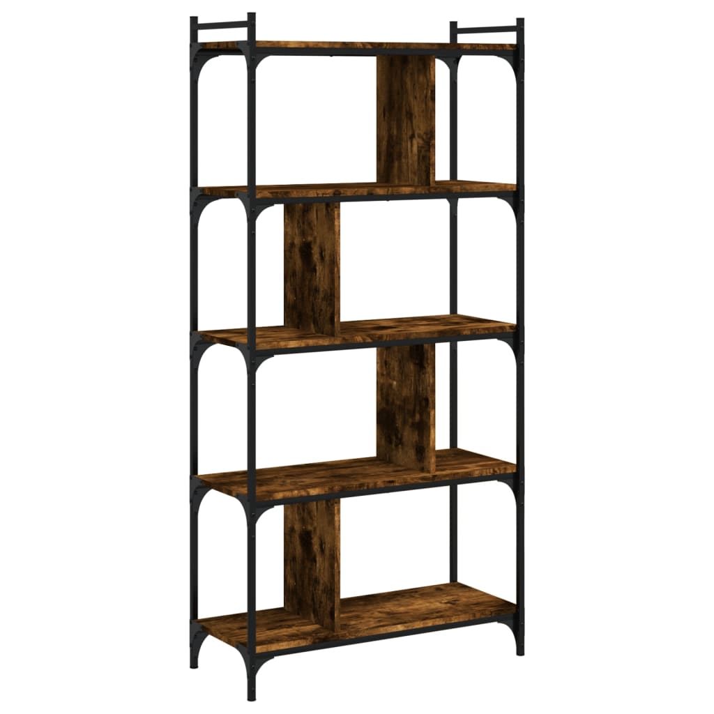 Bibliothèque 5 niveaux chêne fumé 76x32x158cm bois d'ingénierie - XIOS