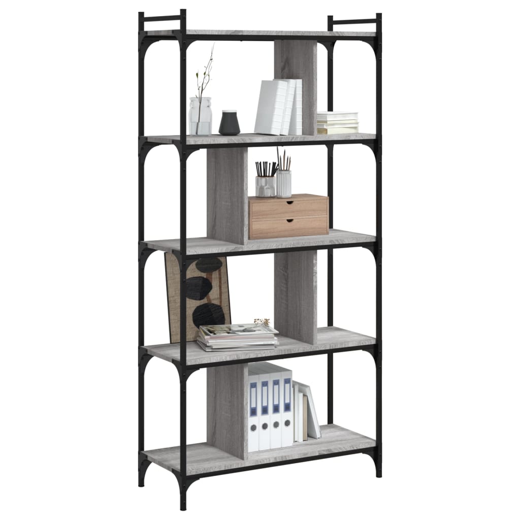 Bibliothèque 5 niveaux sonoma gris 76x32x158 cm - XIOS
