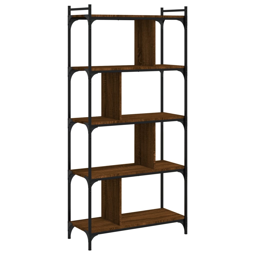 Bibliothèque 5 niveaux chêne brun 76x32x158cm bois d'ingénierie - XIOS